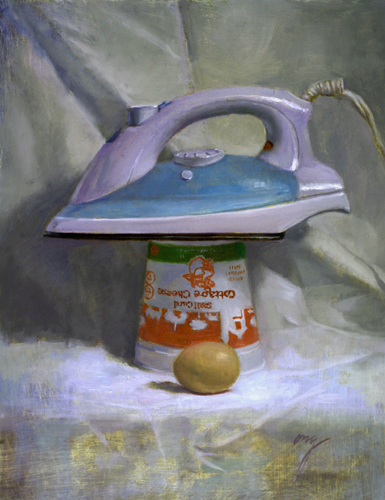 Iron Over Egg - A Fine Art Painting by Wilson J. Ong